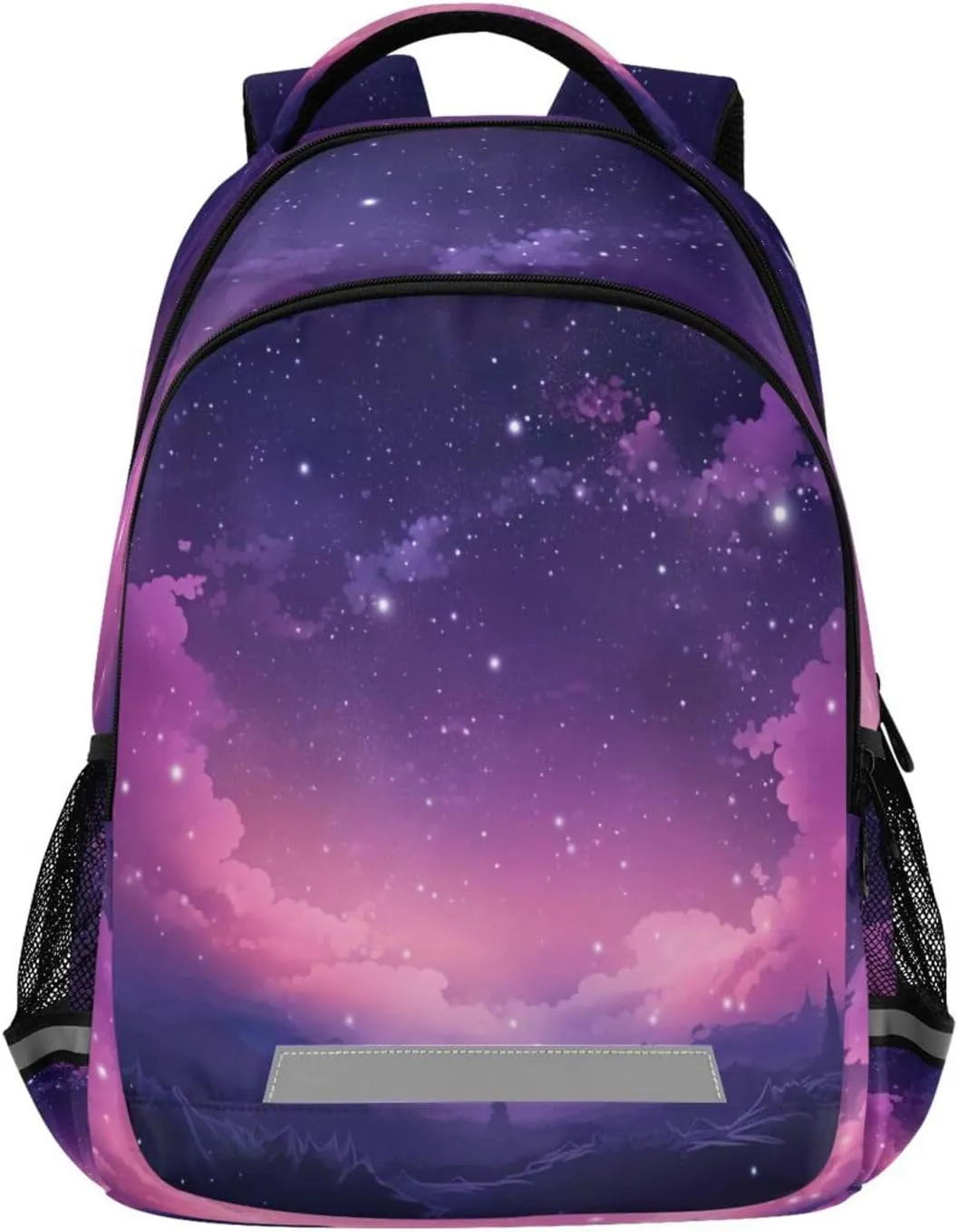 Pink Nebula Stars Design Waterproof Backpack - Casual Outdoor Sports Daypack with Ergonomic Shoulder Straps#814
