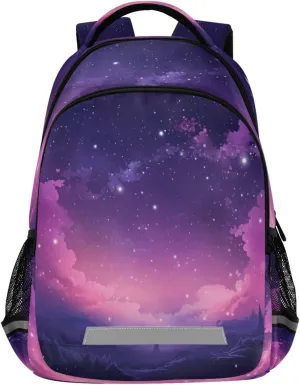 Pink Nebula Stars Design Waterproof Backpack - Casual Outdoor Sports Daypack with Ergonomic Shoulder Straps#814
