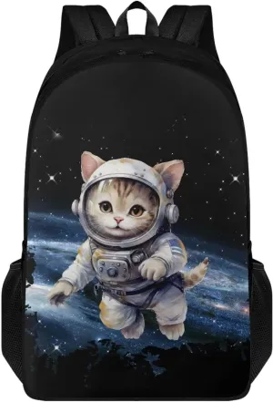 Poceacles Aviator Cat Print Kids Backpack Girls School Backpack for Teens Backpack 17 inch Boy Backpack, Cool Design Casual Daypack School Bookbags for Man/Kid/Woman