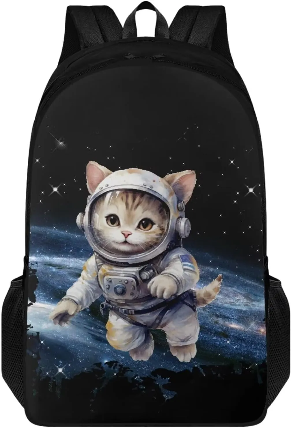 Poceacles Aviator Cat Print Kids Backpack Girls School Backpack for Teens Backpack 17 inch Boy Backpack, Cool Design Casual Daypack School Bookbags for Man/Kid/Woman