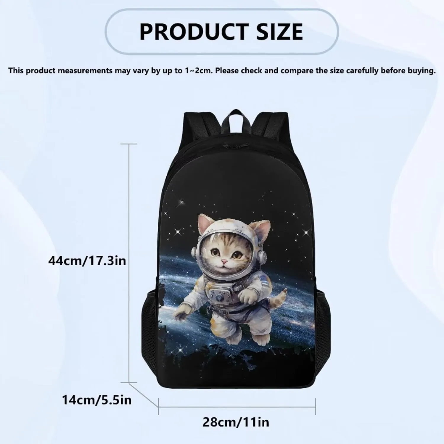 Poceacles Aviator Cat Print Kids Backpack Girls School Backpack for Teens Backpack 17 inch Boy Backpack, Cool Design Casual Daypack School Bookbags for Man/Kid/Woman