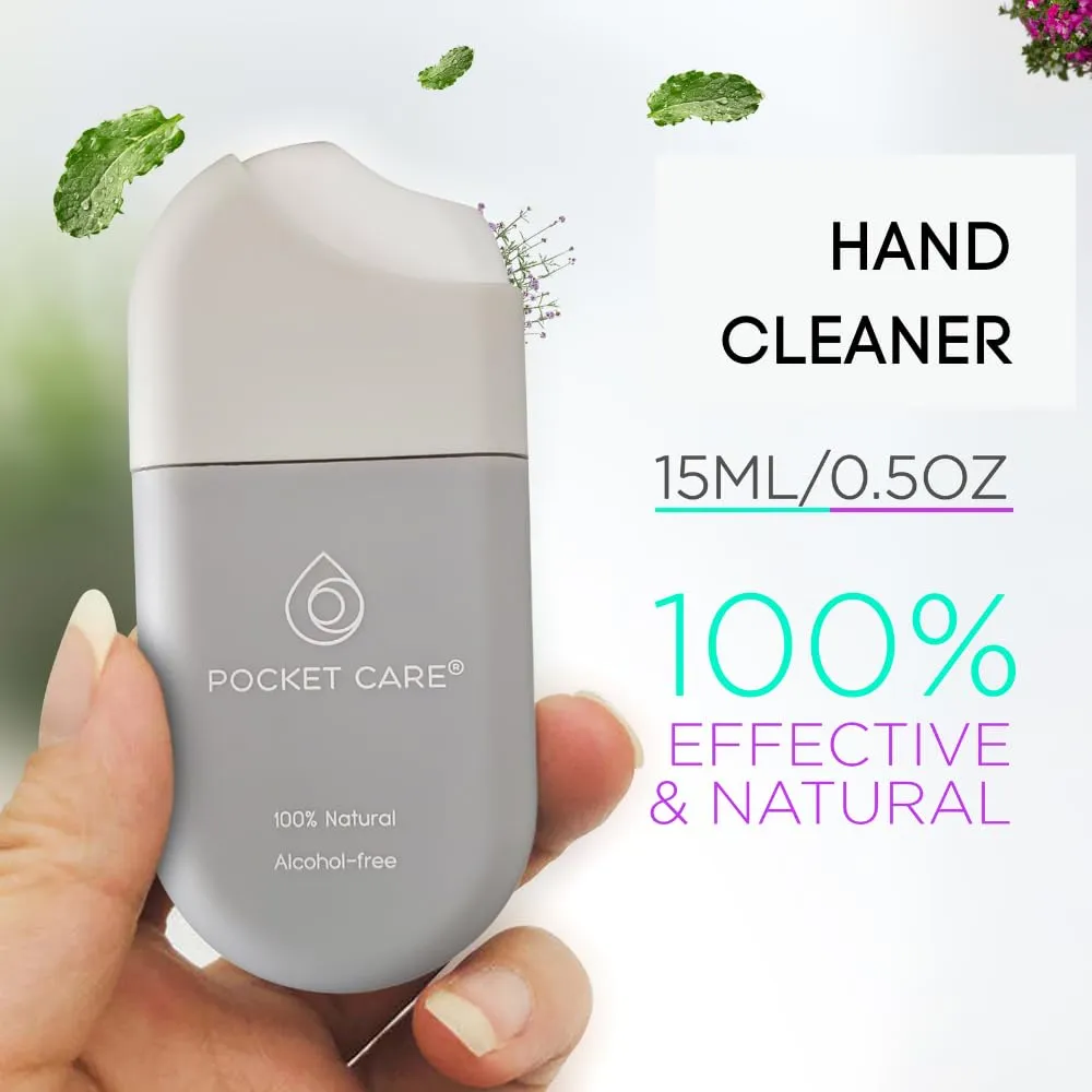 POCKET CARE | 3 Pack Unscented Hand Moisturizing cleanser Spray .50 Fl OZ each bottle - natural moisturizing | Organic | Travel Size - Travel Accessories