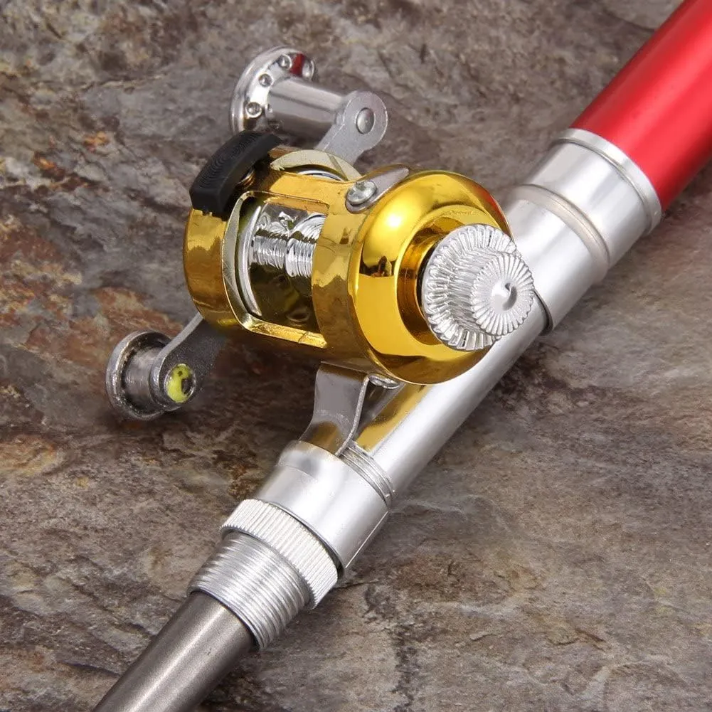 Pocket Size Fishing Rod - Pen Fishing Pole and Reel Combo, Portable Telescopic Small Fishing Pole Mini Fishing Rod, Micro Collapsible Fishing Rod and Reel Combo Travel Fishings Kits