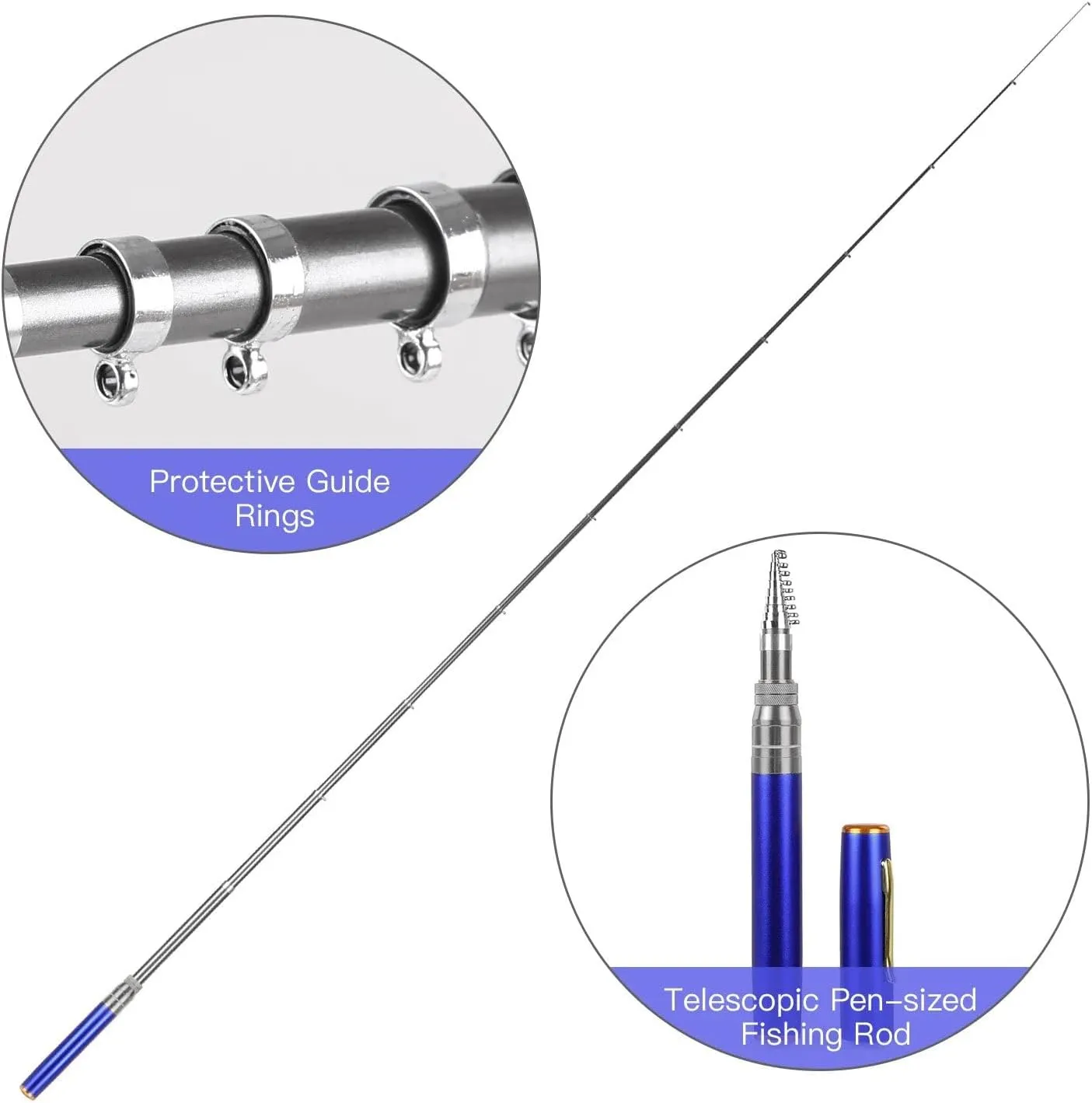 Pocket Size Fishing Rod - Pen Fishing Pole and Reel Combo, Portable Telescopic Small Fishing Pole Mini Fishing Rod, Micro Collapsible Fishing Rod and Reel Combo Travel Fishings Kits