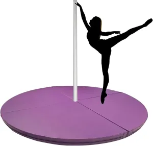 Pole Mats for Floor Round, 3ft/3.5ft/4ft/4.5ft/5ft/5.5ft/6ft/6.5ft Folding Portable Pole Dance Crash Mat Circular, Yoga Exercise Mats Dancing Cushion for Home/Studio, Purple ( Color : 110cm/3.6ft/43in