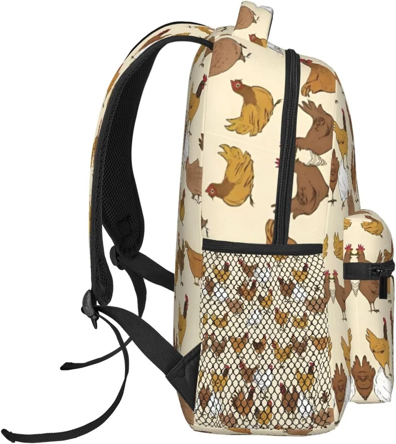 Polyester Daypack Backpack for Climbing Outdoors Running - Big Capacity Multipurpose Anti-Theft Bookbag, A Brood Of Chickens Art Travel Hiking & Camping Rucksack