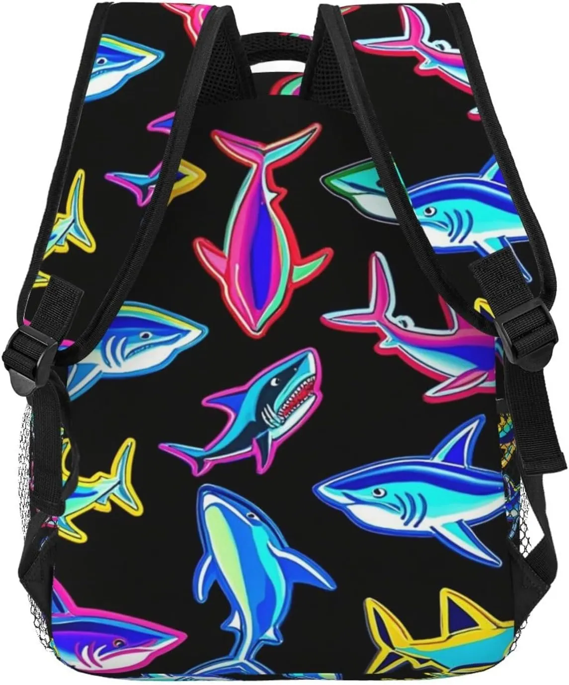Polyester Daypack Backpack for Trekking Picnic Walking Cycling - Large Capacity Anti-Theft Multipurpose Shoulder Bag, Ocean Sea Shark Fish Art Casual Daypack