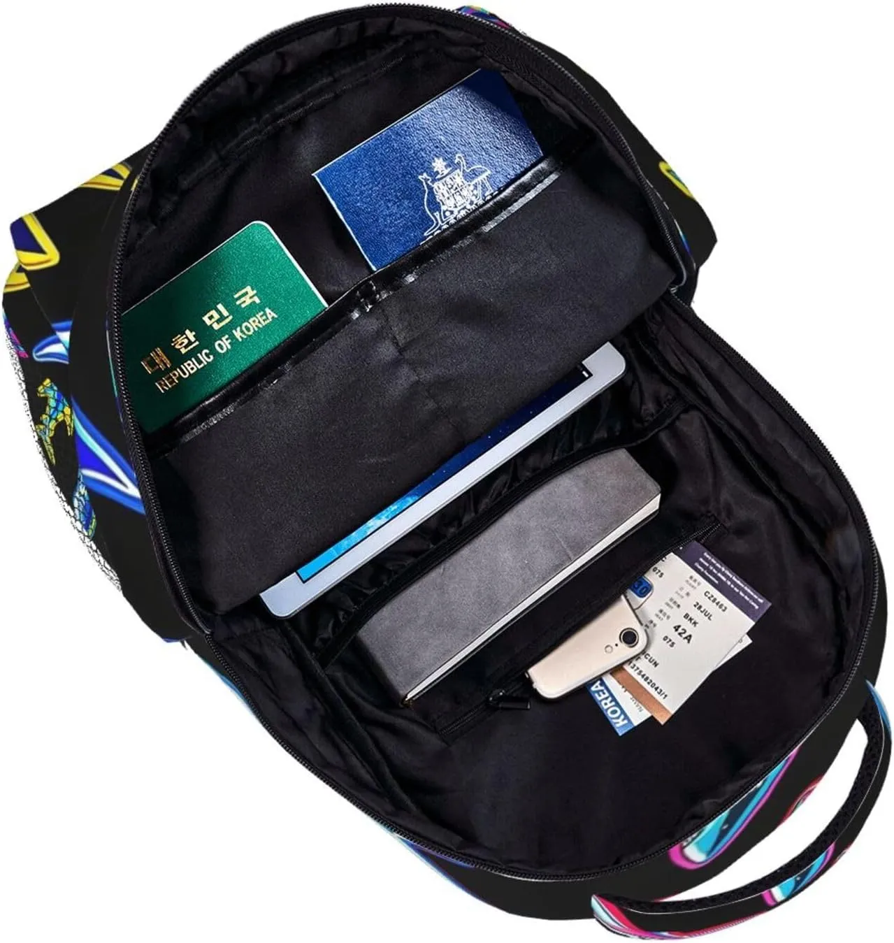 Polyester Daypack Backpack for Trekking Picnic Walking Cycling - Large Capacity Anti-Theft Multipurpose Shoulder Bag, Ocean Sea Shark Fish Art Casual Daypack