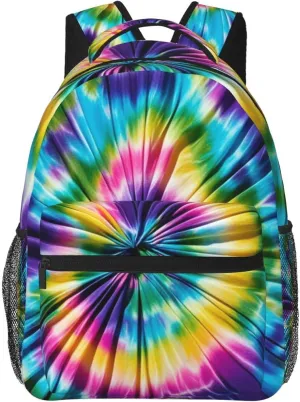 Polyester Daypack Backpack for Trekking Picnic Walking Cycling - Large Capacity Anti-Theft Multipurpose Shoulder Bag, Tie Dye Art Casual Daypack