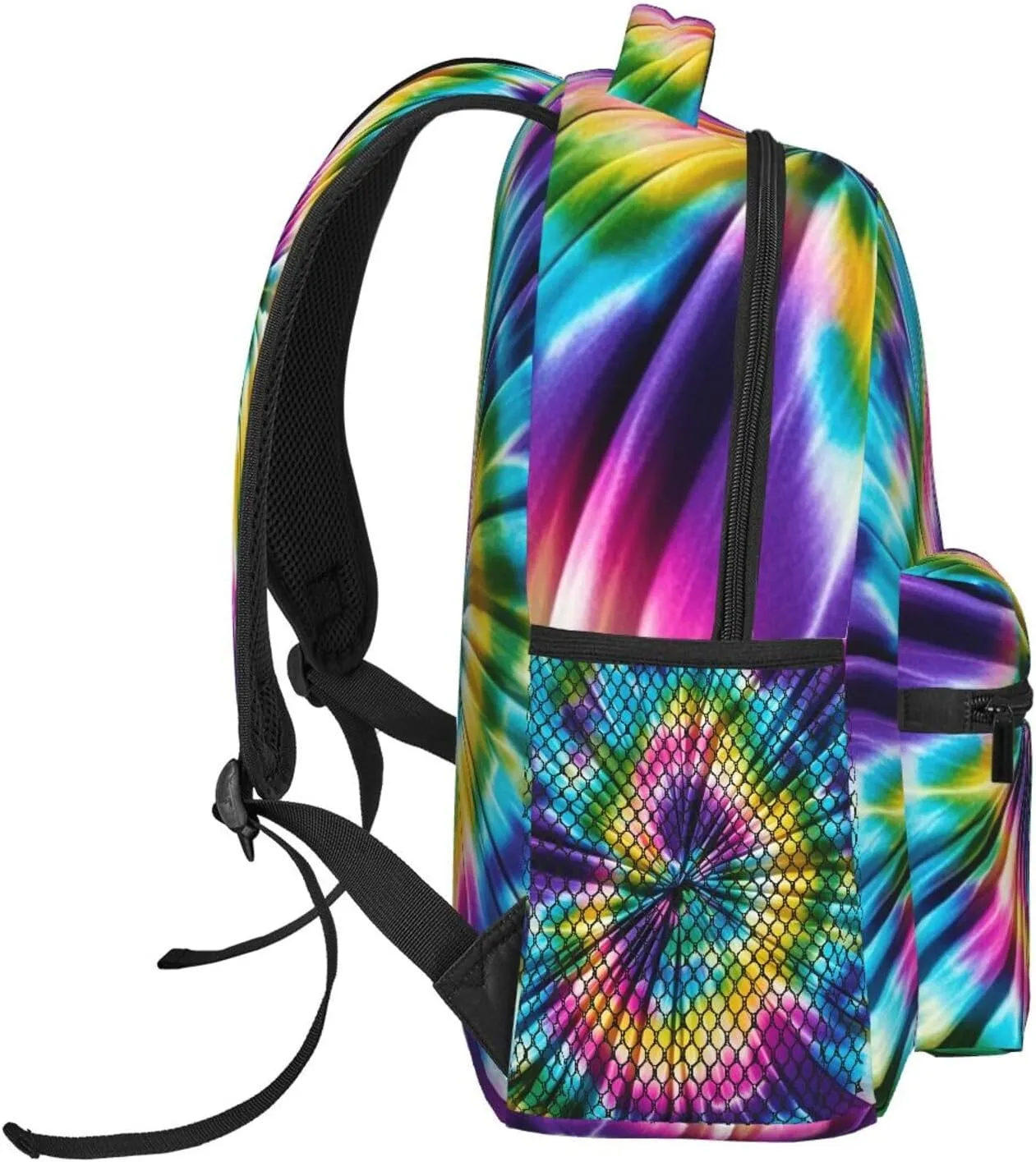 Polyester Daypack Backpack for Trekking Picnic Walking Cycling - Large Capacity Anti-Theft Multipurpose Shoulder Bag, Tie Dye Art Casual Daypack