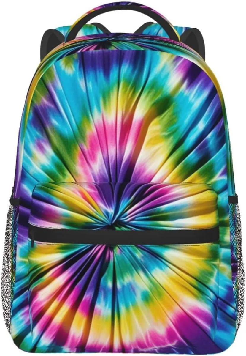 Polyester Daypack Backpack for Trekking Picnic Walking Cycling - Large Capacity Anti-Theft Multipurpose Shoulder Bag, Tie Dye Art Casual Daypack