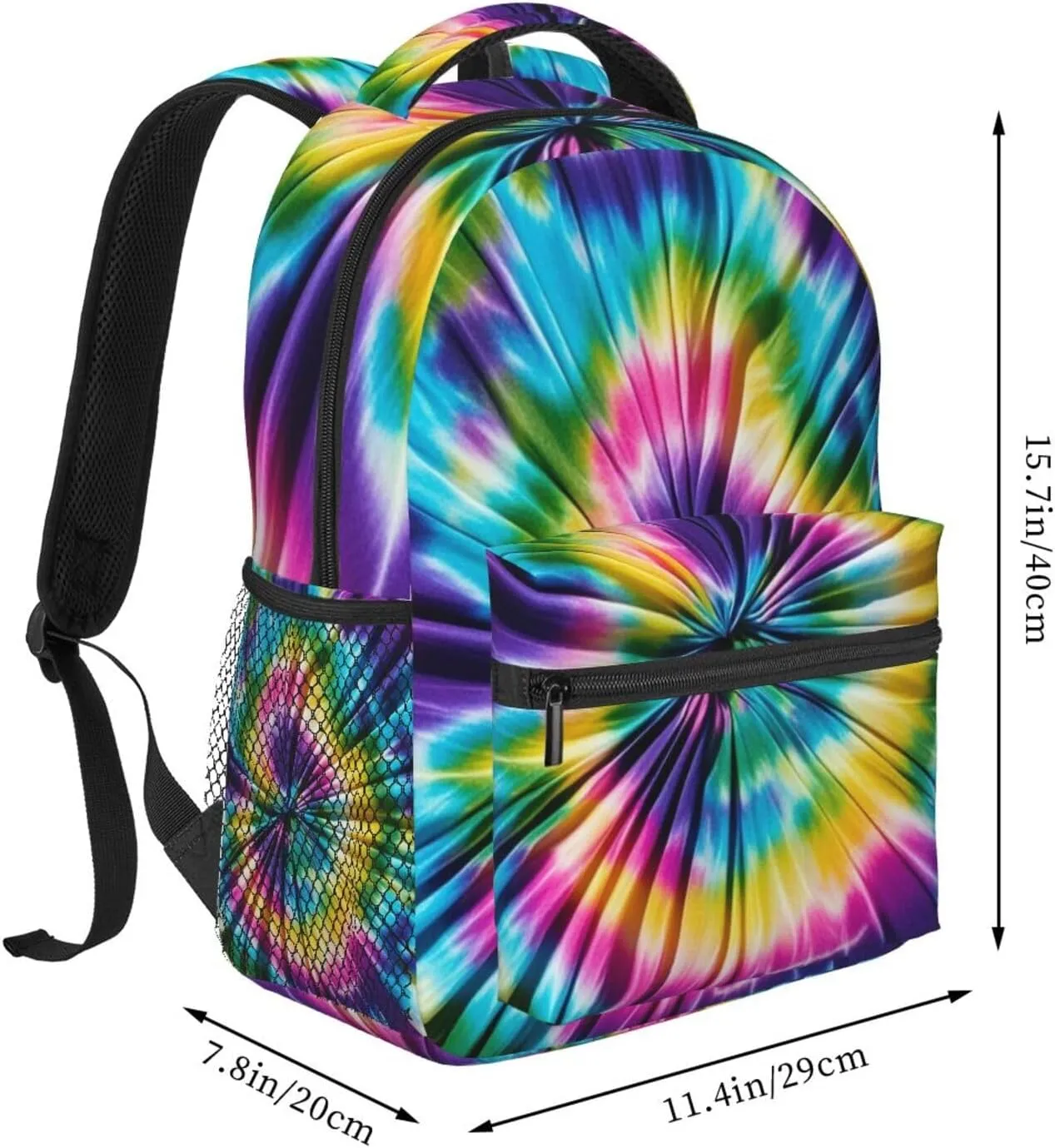 Polyester Daypack Backpack for Trekking Picnic Walking Cycling - Large Capacity Anti-Theft Multipurpose Shoulder Bag, Tie Dye Art Casual Daypack