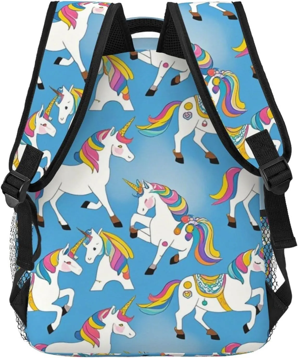 Polyester Daypack Bookbag for Gym Business Bicycle - Large Capacity Multipurpose Anti-Theft Carry On Bag, Neon Unicorn Art Travel Hiking Daypack