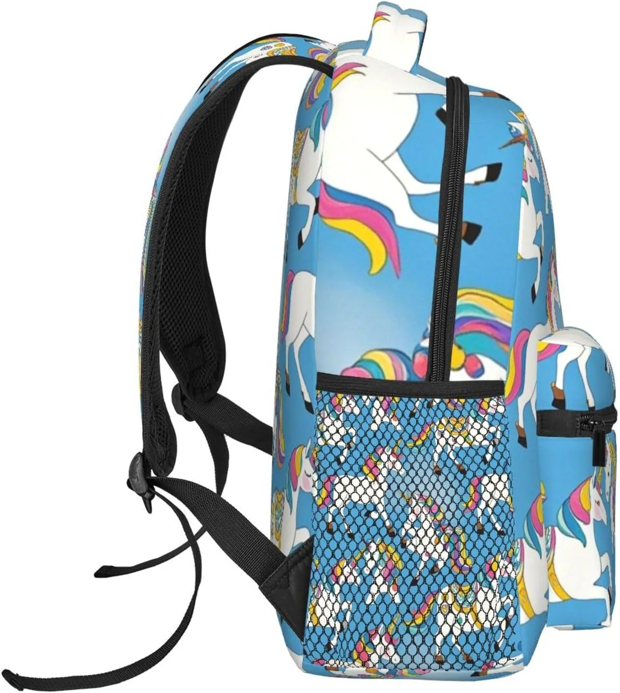 Polyester Daypack Bookbag for Gym Business Bicycle - Large Capacity Multipurpose Anti-Theft Carry On Bag, Neon Unicorn Art Travel Hiking Daypack