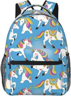 Polyester Daypack Bookbag for Gym Business Bicycle - Large Capacity Multipurpose Anti-Theft Carry On Bag, Neon Unicorn Art Travel Hiking Daypack