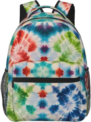 Polyester Daypack Bookbag for Gym Business Bicycle - Large Capacity Multipurpose Anti-Theft Carry On Bag, Tie Dye Art Travel Hiking Daypack