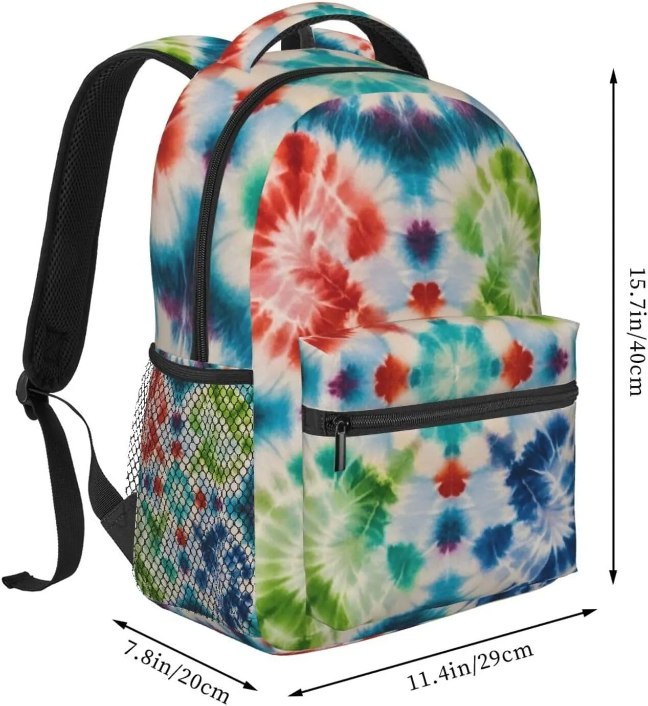 Polyester Daypack Bookbag for Gym Business Bicycle - Large Capacity Multipurpose Anti-Theft Carry On Bag, Tie Dye Art Travel Hiking Daypack