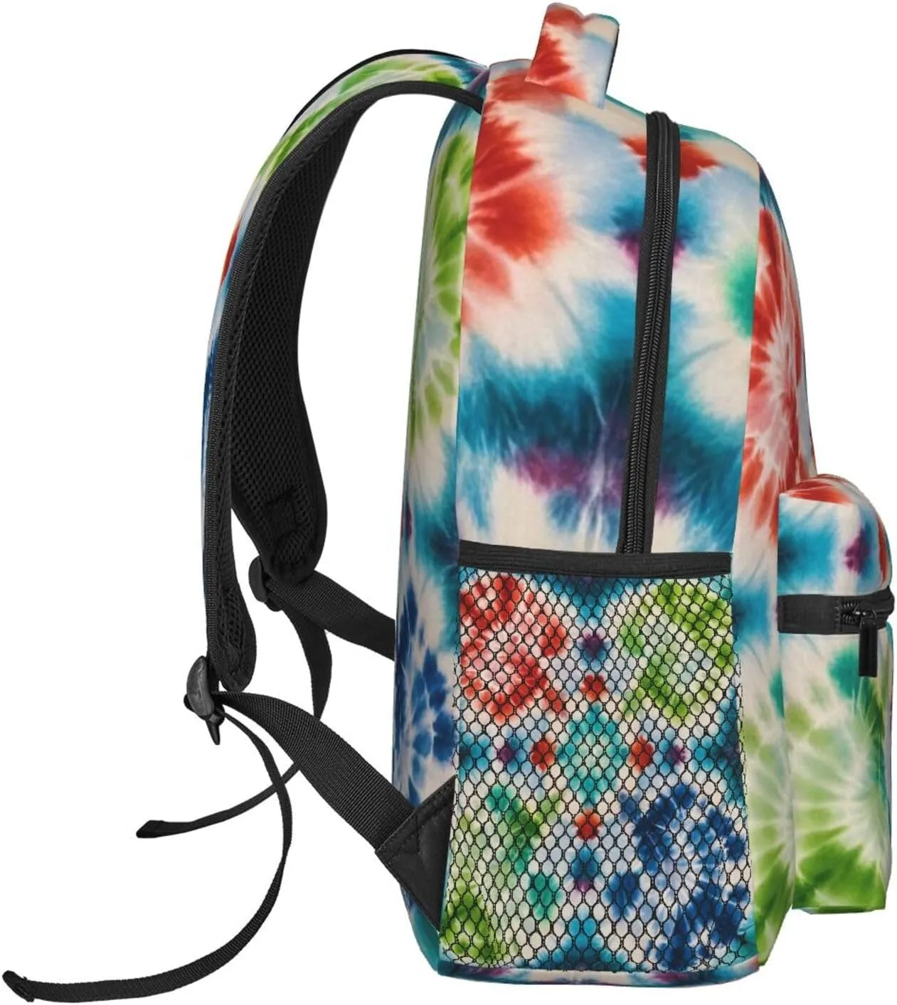 Polyester Daypack Bookbag for Gym Business Bicycle - Large Capacity Multipurpose Anti-Theft Carry On Bag, Tie Dye Art Travel Hiking Daypack