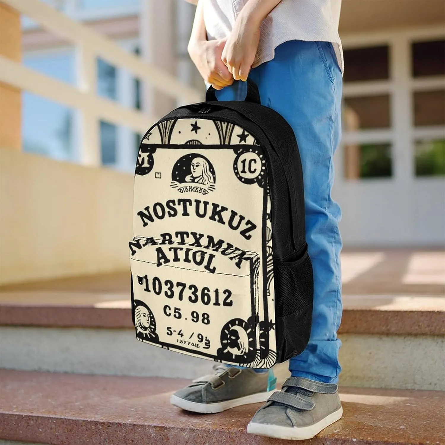 Polyester Daypack for Hiking Work Running - Big Capacity Anti-Theft Multipurpose Shoulder Bag, Magic Spirit Board Witch Art Travel and Sport Backpack Rucksack