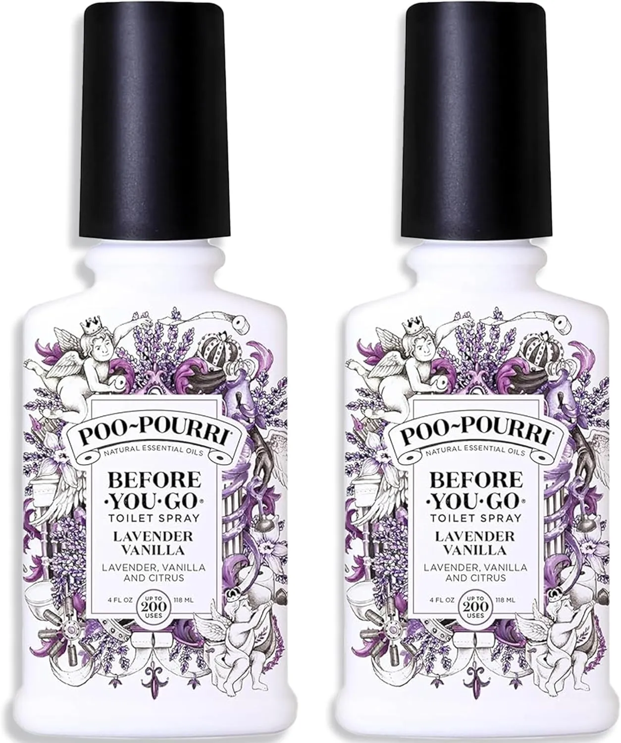 Poo-Pourri, Before-You-Go Toilet Spray, Original Lavender Vanilla - 4 oz, 2 Pack
