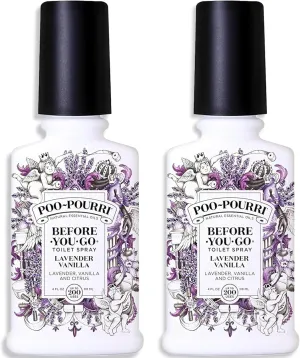 Poo-Pourri, Before-You-Go Toilet Spray, Original Lavender Vanilla - 4 oz, 2 Pack