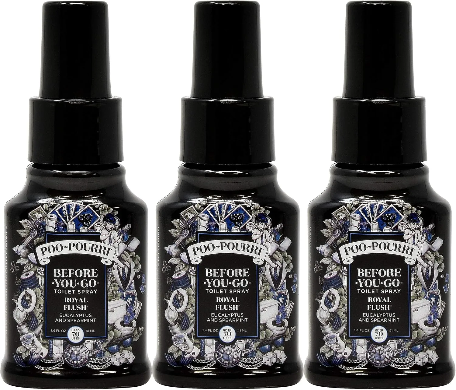 Poo-Pourri Royal Flush Before You Go Toilet Spray 1.4 Ounce Bottle, 3 Pack