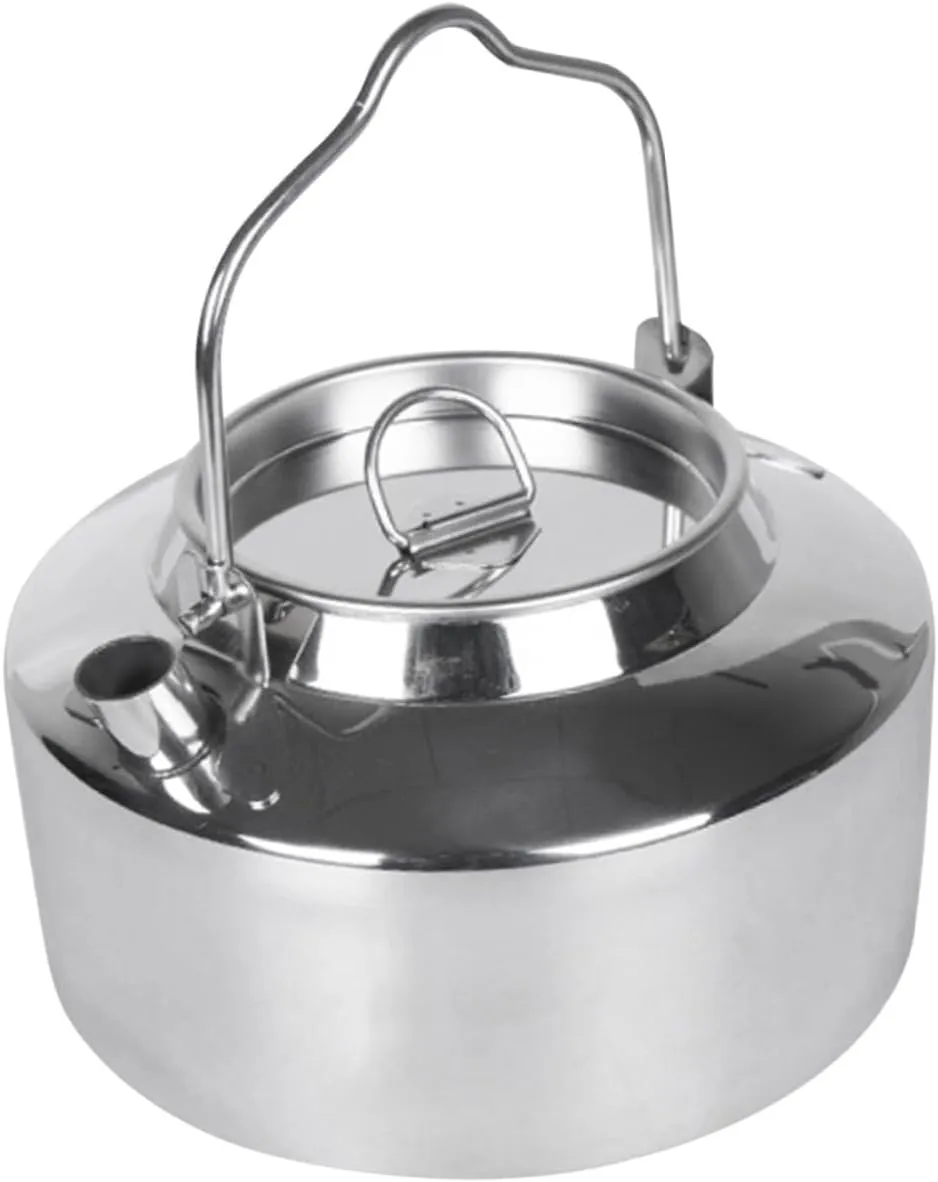 POPETPOP Stainless Steel Camping Kettle Outdoor Tea Pot Portable Water Heater for Coffee Pot Travel Hot Water Kettle
