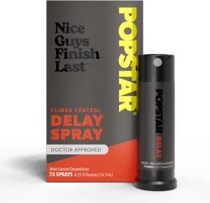 Popstar Delay Spray for Men - Doctor Recommended Formula Male Desensitizing Spray - Last Longer in Bed - Premature Climax Controller - 75 Sprays in Delay Sprayer for Long Last Men