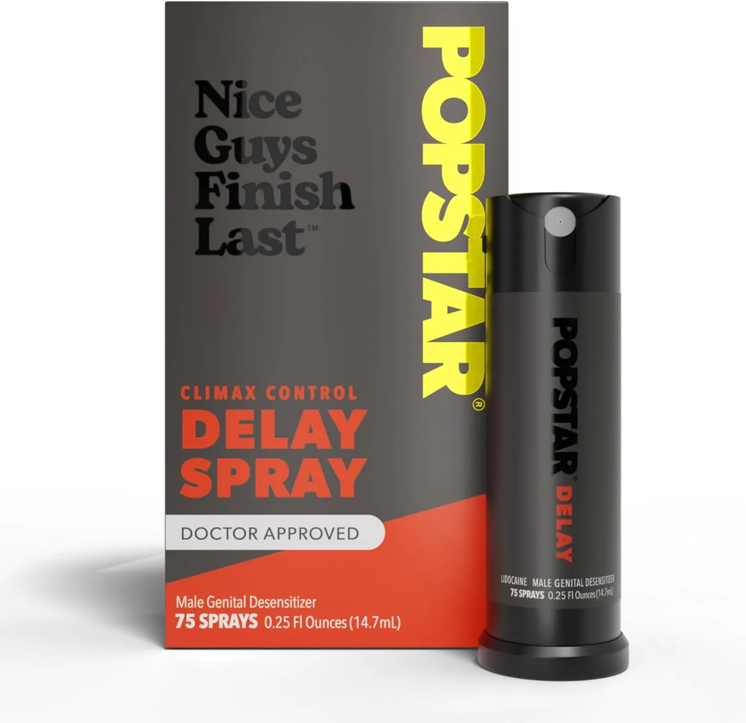 Popstar Delay Spray for Men - Doctor Recommended Formula Male Desensitizing Spray - Last Longer in Bed - Premature Climax Controller - 75 Sprays in Delay Sprayer for Long Last Men