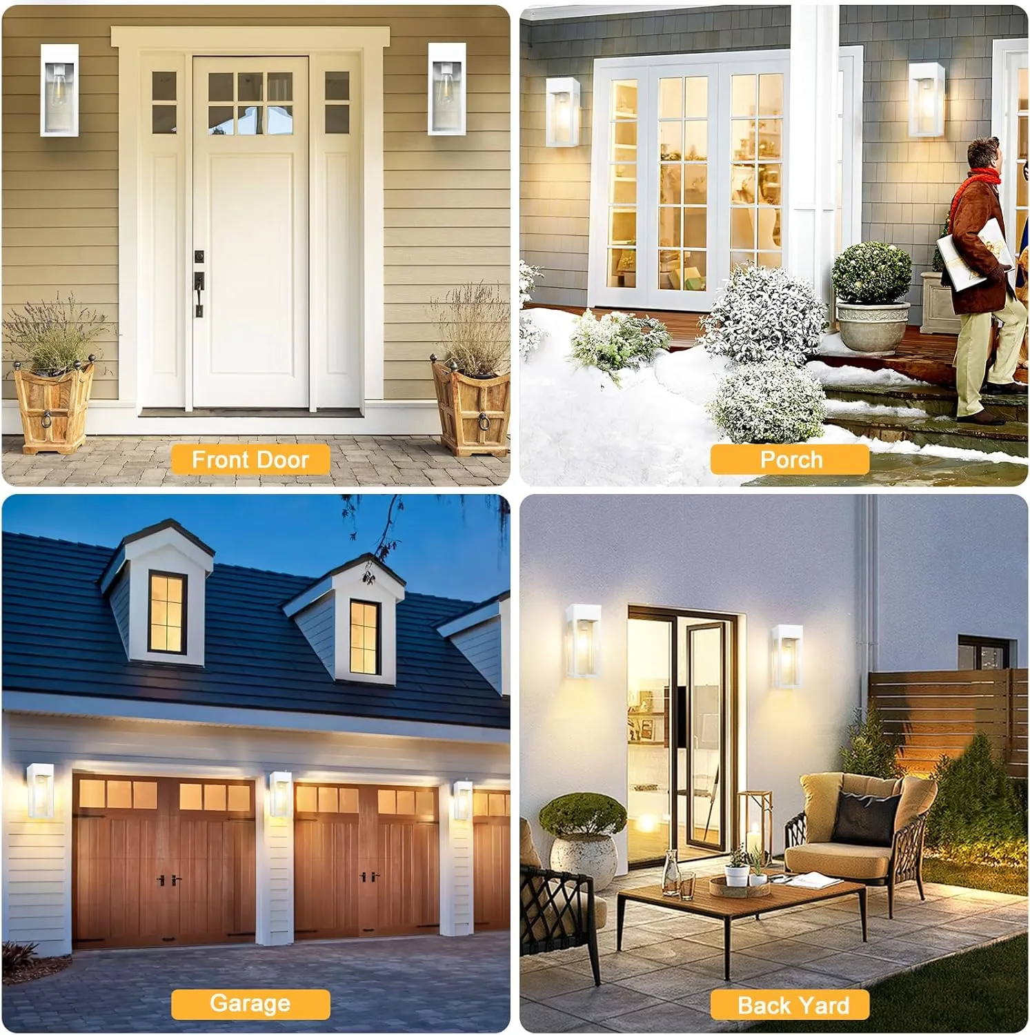 Porch Lights Outdoor Wall Sconce, Outdoor Light with GFCI Outlet, Waterproof Exterior Wall Lantern Light Fixtures, Anti-Rust Wall Lamp with Clear Glass for Patio Doorway Garage- Gold, 1 Pack
