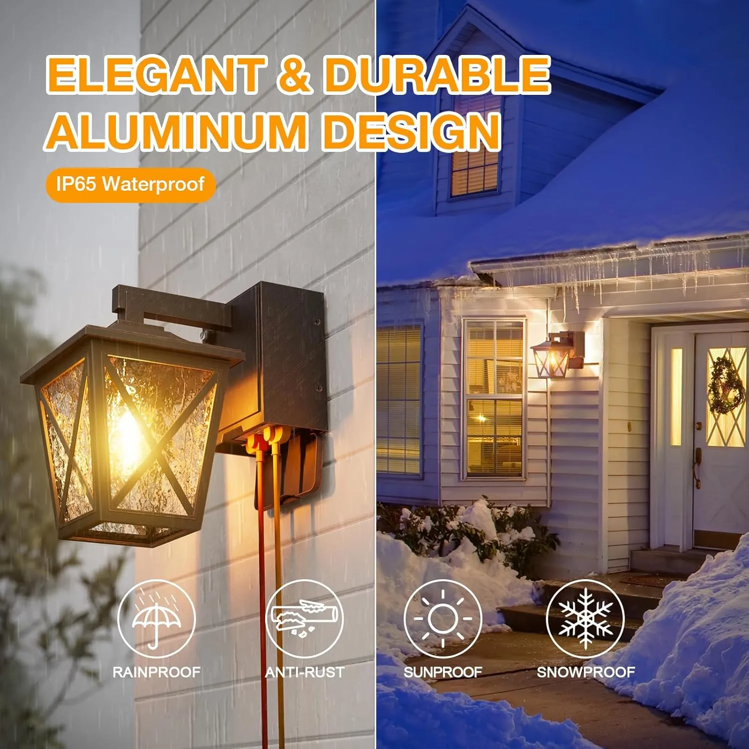 Porch Lights with Outlet, Dusk to Dawn Outdoor Light with Outlet Built-in, Waterproof Anti-Rust Lantern Outside Light with GFCI Outlet, Wall Sconce Light with Plug for Front Door (Bronze 1 PC)