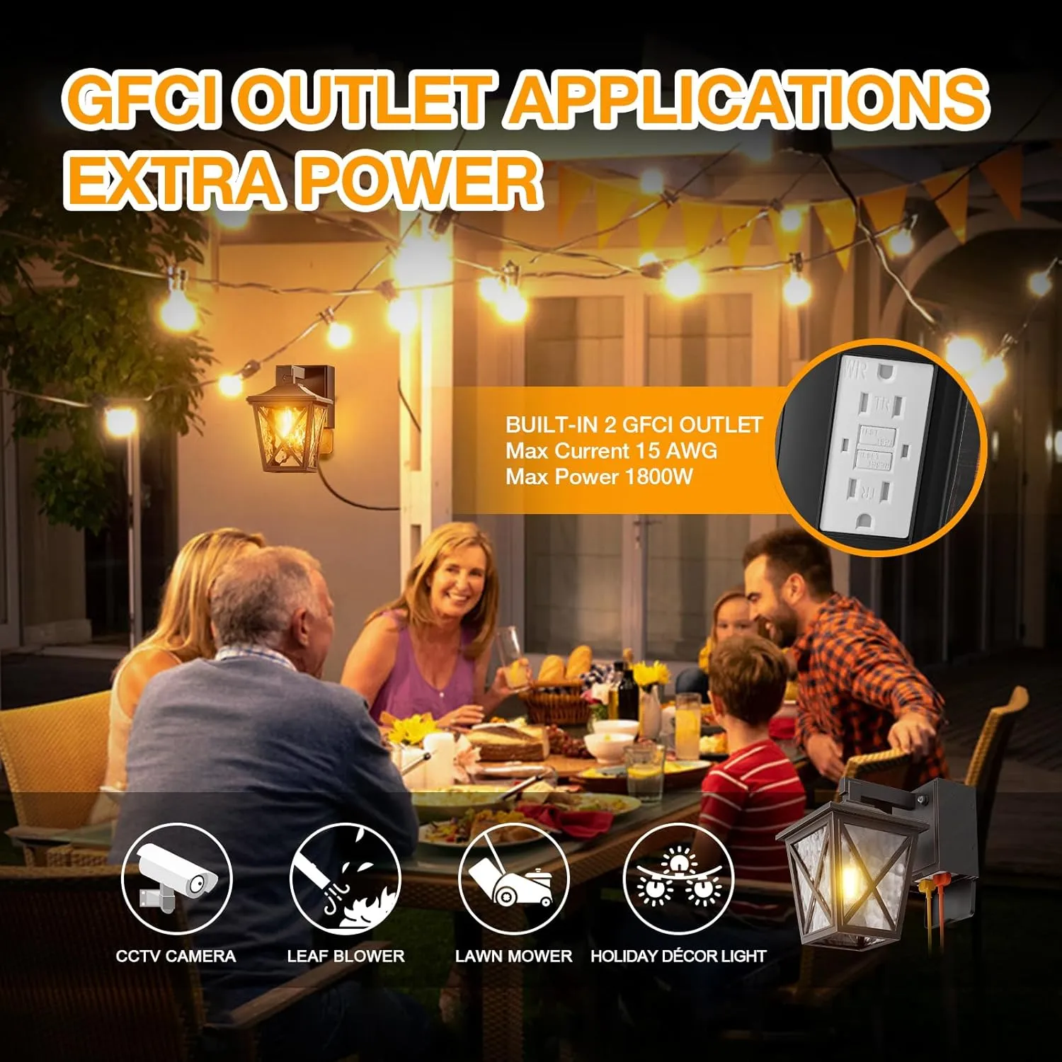 Porch Lights with Outlet, Dusk to Dawn Outdoor Light with Outlet Built-in, Waterproof Anti-Rust Lantern Outside Light with GFCI Outlet, Wall Sconce Light with Plug for Front Door (Bronze 1 PC)