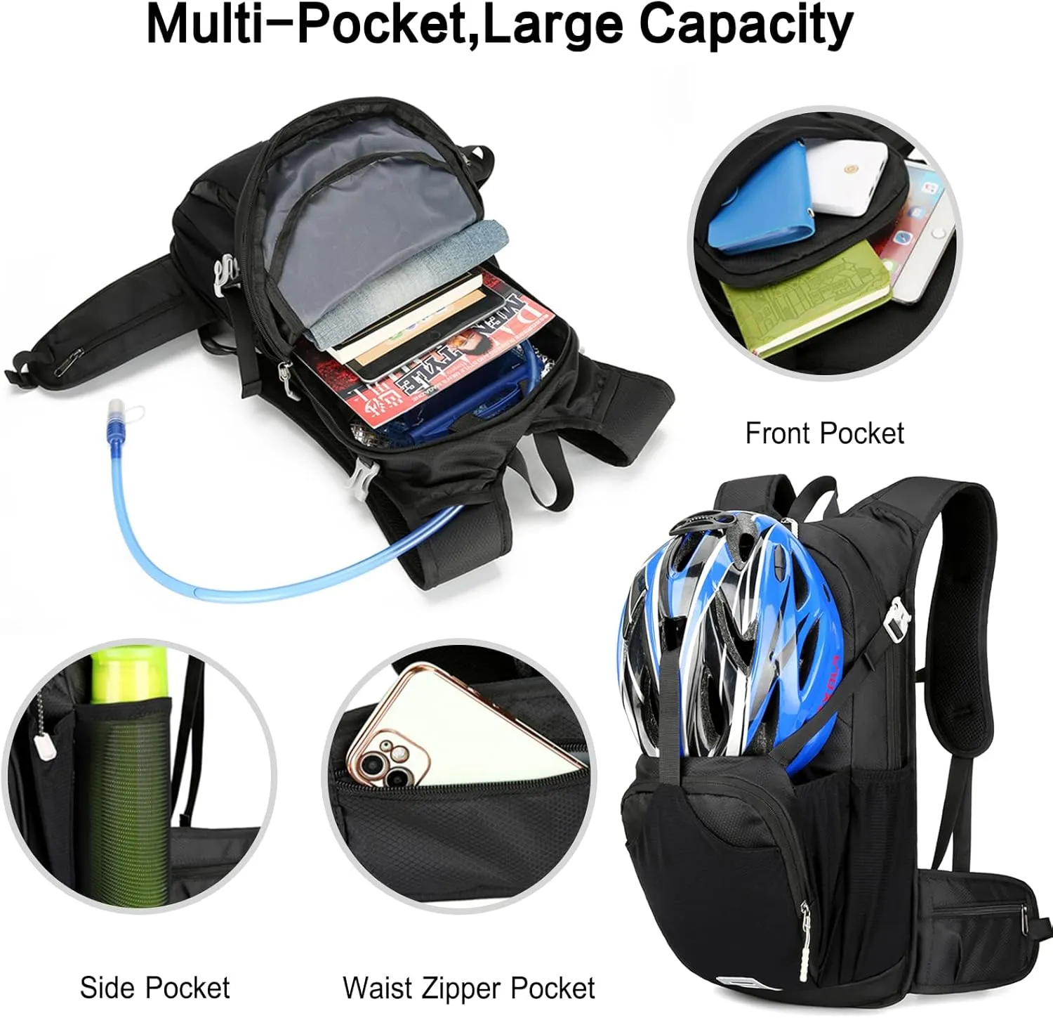 PORRASSO Hiking Backpack Waterproof Daypack 18L Rucksack Lightweight Backpack for Women Men Trekking Cycling Climbing Outdoor Sports Blue B