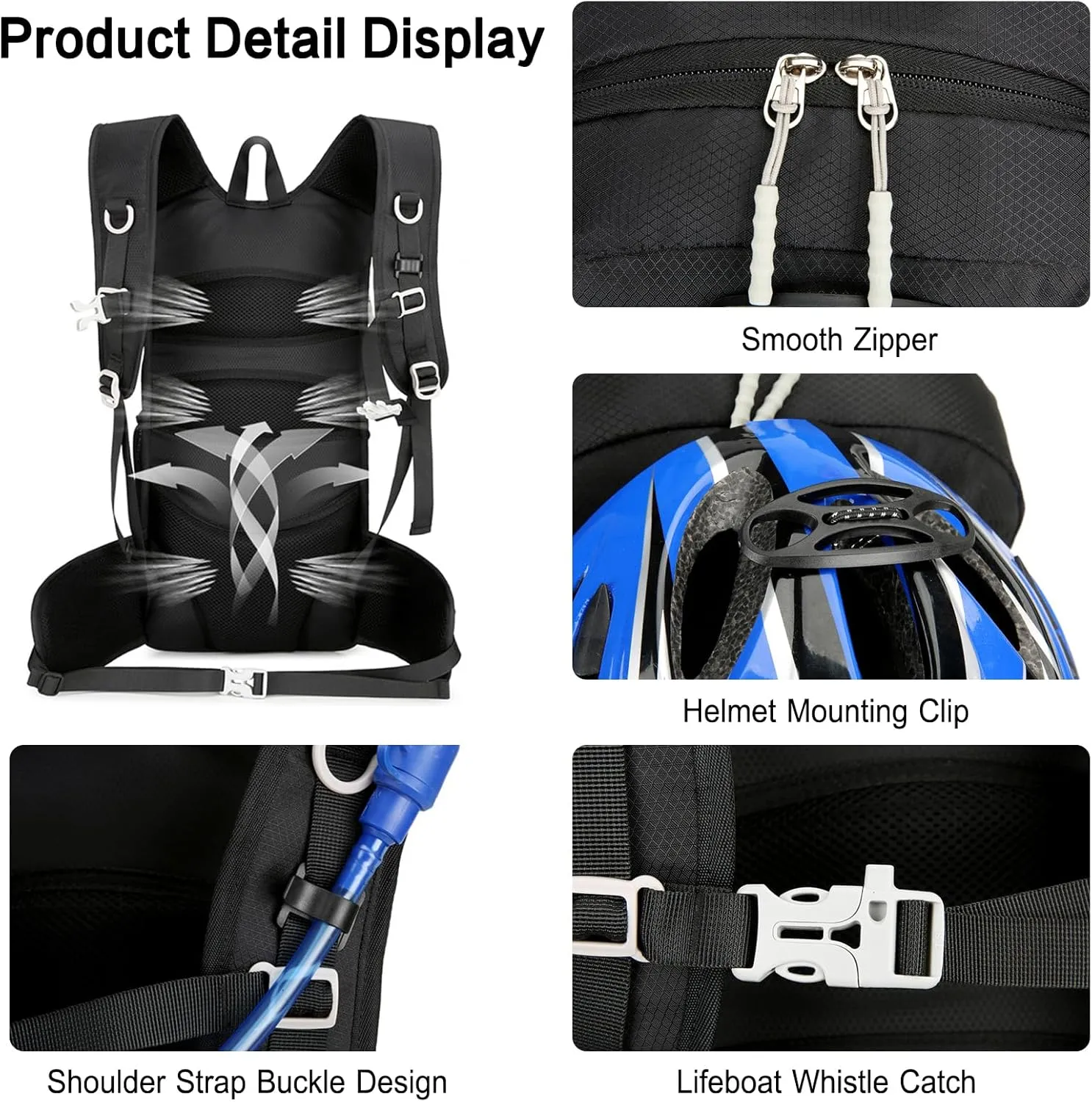PORRASSO Hiking Backpack Waterproof Daypack 18L Rucksack Lightweight Backpack for Women Men Trekking Cycling Climbing Outdoor Sports Blue B