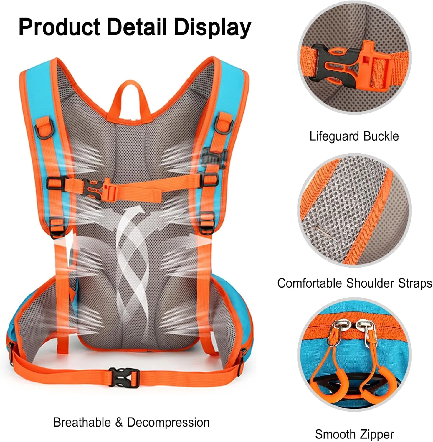 PORRASSO Hiking Backpack Waterproof Daypack 18L Rucksack Lightweight Backpack for Women Men Trekking Cycling Climbing Outdoor Sports Sky Blue
