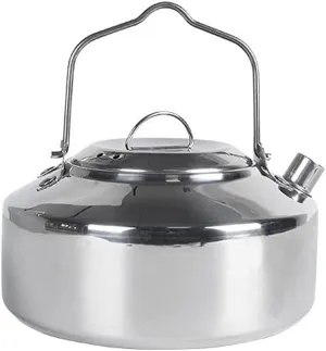 Portable 1 Liter Lightweight Stainless Steel Camping Kettle, Camping Coffee Pot for Bushcraft and Outdoor Campfire Use