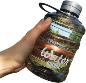 Portable Kettle Novelty Bucket Kettle with Handle Cute Fashion Bucket Frosted Water Bottle Creative Milk Tea Coffee Juice Bottle Water Bottle (Color : Transparent Black, Size : 650ml)