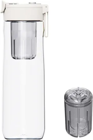 Portable Kettle Water Bottles Travel Insulated Water Bottles Magic Ball Magnetic Teacup T Plastic Large Capacity Sports Water Cup Water Bottle (Color : White, Size : 7.5 * 8.8 * 24CM(800ML)_2)