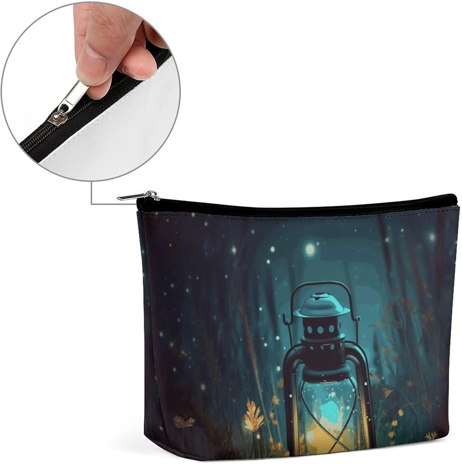 Portable Small Cosmetic Bag Cute Travel Makeup Bag Fireflies And Lantern Waterproof Toiletry Bag for Women