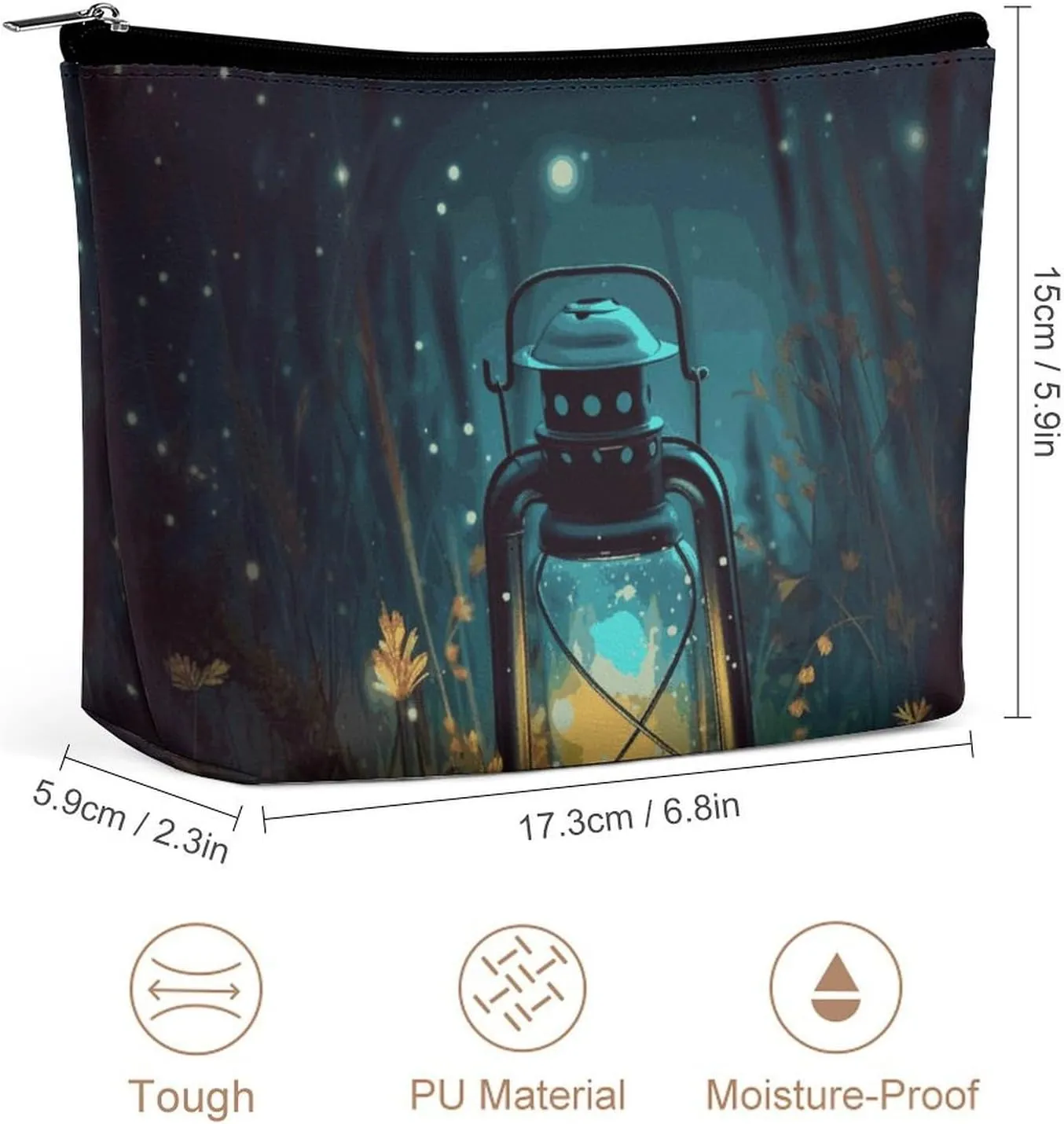 Portable Small Cosmetic Bag Cute Travel Makeup Bag Fireflies And Lantern Waterproof Toiletry Bag for Women