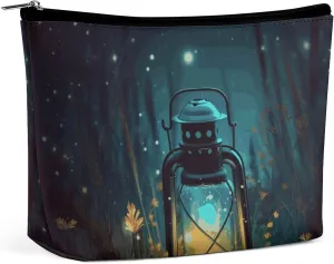Portable Small Cosmetic Bag Cute Travel Makeup Bag Fireflies And Lantern Waterproof Toiletry Bag for Women