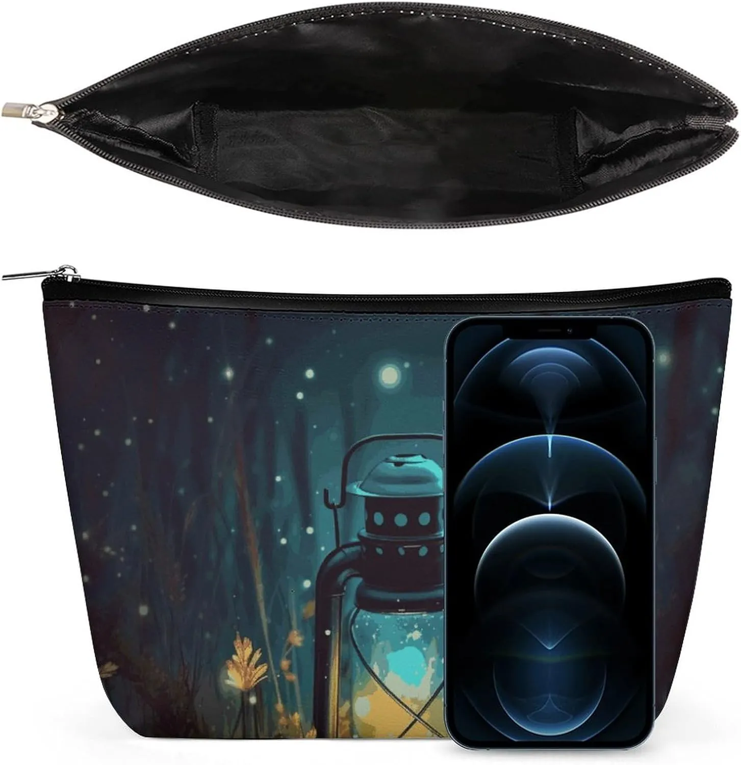 Portable Small Cosmetic Bag Cute Travel Makeup Bag Fireflies And Lantern Waterproof Toiletry Bag for Women