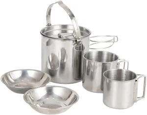 Portable Stainless Steel Tableware Kettle Cookware Set Folding Bowl Portable Camping Cup