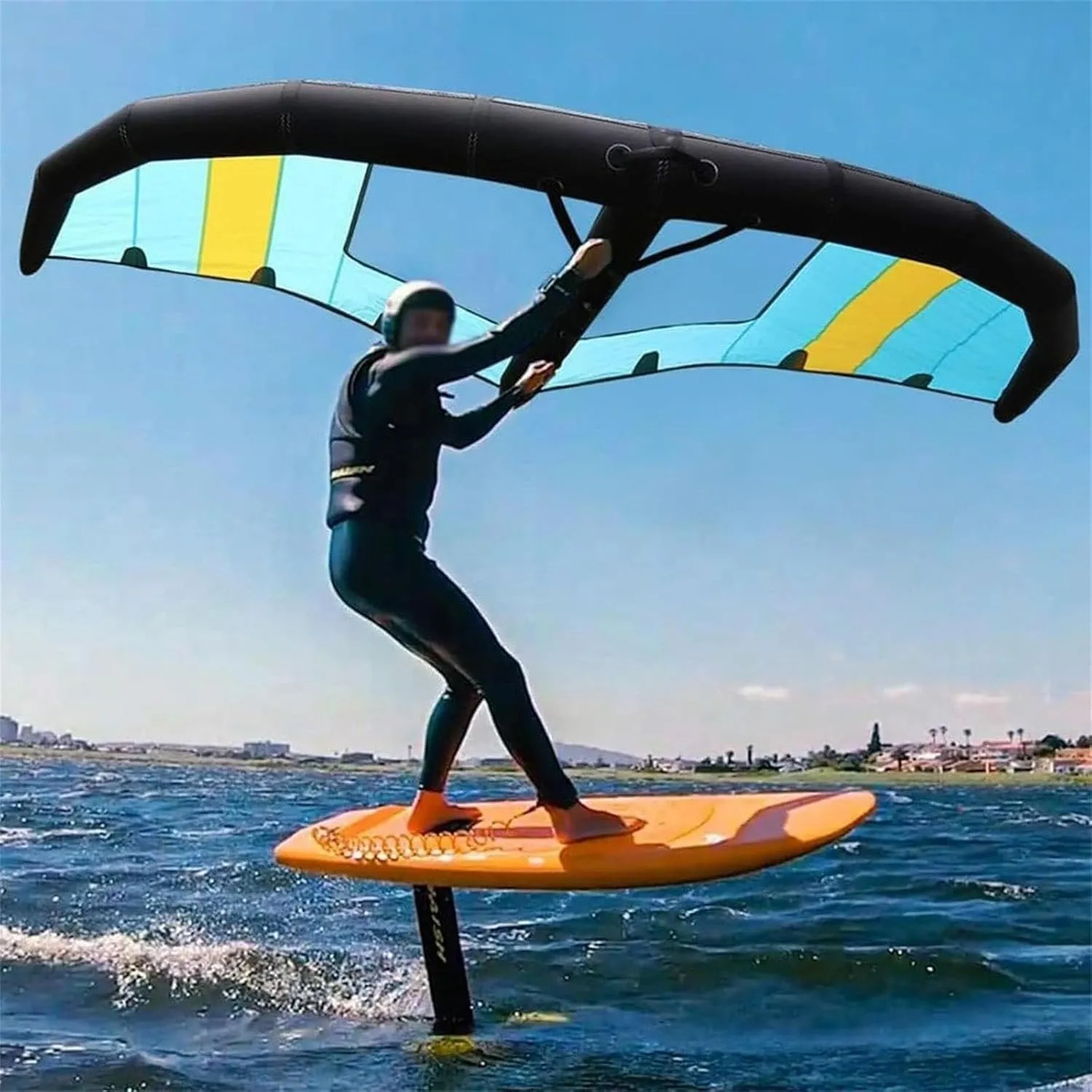 Portable Windsurfing Inflatable Wing, Handheld Wing Foil Kite Surfing Inflatable Wing with Window, Wingsurfer Kite for Surfing, Water Play