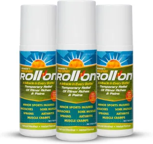 Premiere's Pain Spray All-Natural Menthol & Peppermint Roller Herbal Blend for Joint and Nerve Pain, Muscle Soreness, Sprains, Cramps, Sports Injuries, Back Pain & Neck Shoulder Aches - 3 Pack