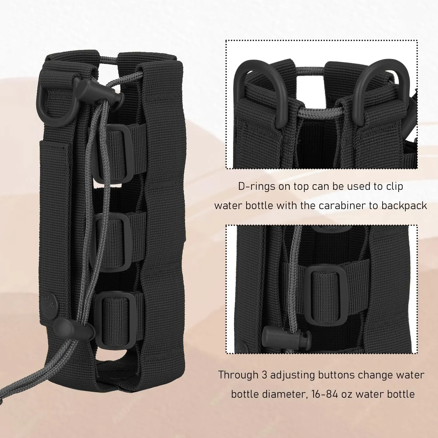 Protector Plus Tactical Water Bottles Pouch Military MOLLE Adjustable Kettle Holder Bag H2O Drinks Carrier Case