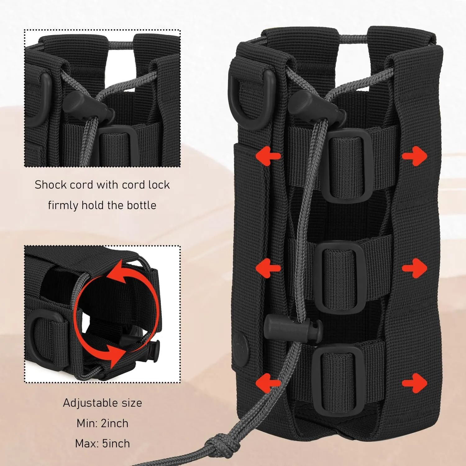 Protector Plus Tactical Water Bottles Pouch Military MOLLE Adjustable Kettle Holder Bag H2O Drinks Carrier Case