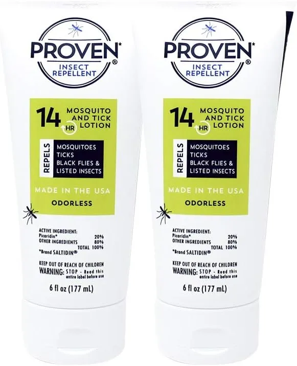 Proven Insect Repellent Lotion – Protects Against Mosquitoes, Ticks and Flies - 6 oz, Odorless 2-Pack2