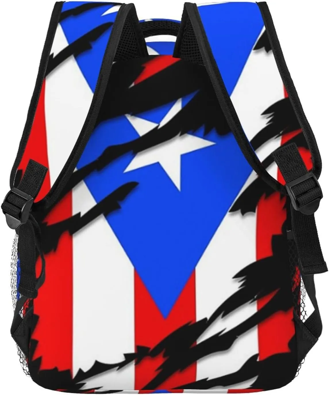 Puerto Rico Flag Backpack Adjustable Shoulder Strap Bookbag, Casual Daypack Lightweight Backpack for Adults