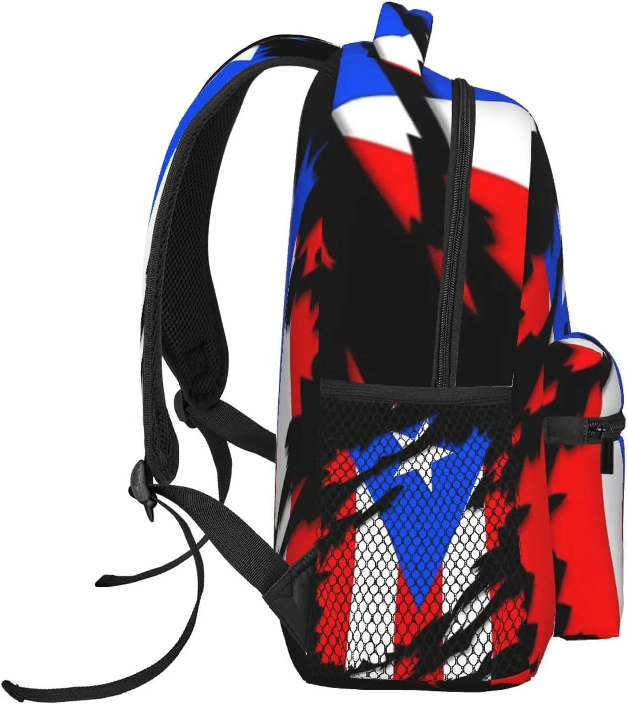 Puerto Rico Flag Backpack Adjustable Shoulder Strap Bookbag, Casual Daypack Lightweight Backpack for Adults